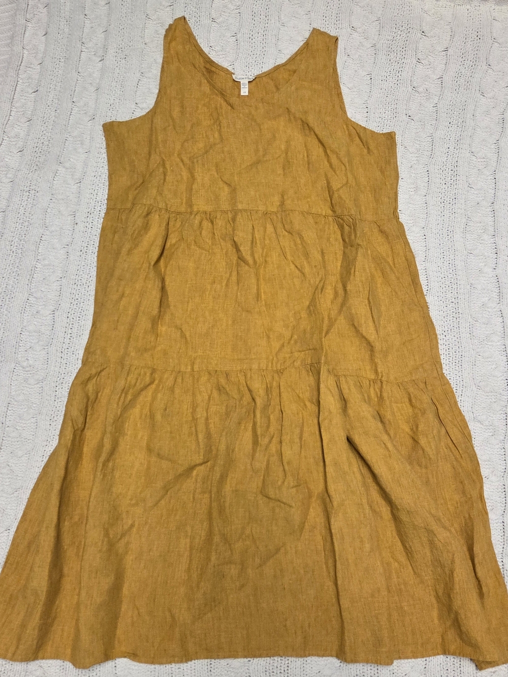 Eileen Fisher Sleeveless Tiered Linen Maxi Dress - Mustard